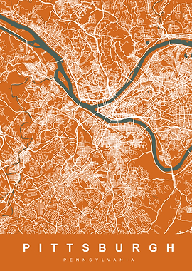 PITTSBURGH City Map Orange