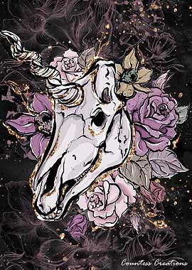 Unicorn skull 3 black