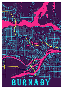 Burlington Neon City Map
