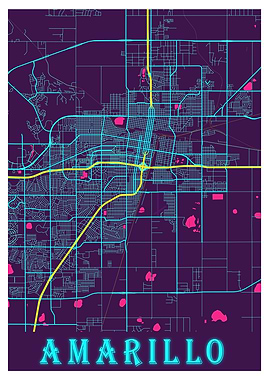 Amarillo Neon City Map