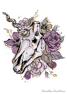 Unicorn Skull 1 white