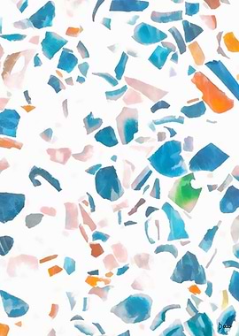 White Blue Terrazzo