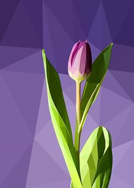 Violet Flower Lowpoly