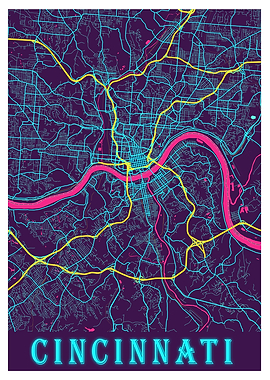 Cincinnati Neon City Map