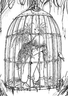 Caged Angel Lineart