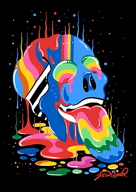 Trippy Melting Skull