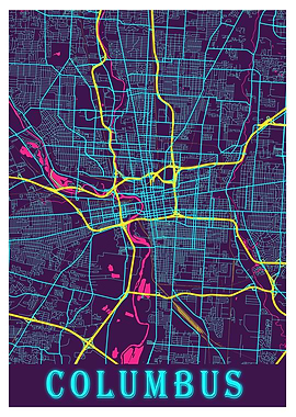 Columbus Neon City Map