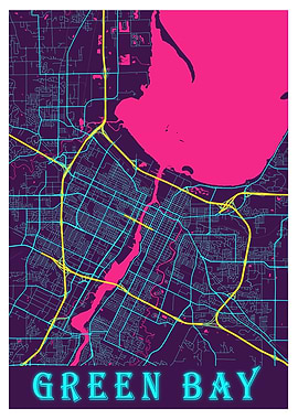 Green Bay Neon City Map