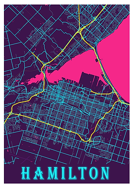 Hamilton Neon City Map