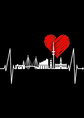Hamburg Skyline Heartbeat