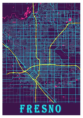 Fresno Neon City Map