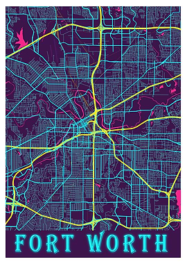Fort Worth Neon City Map