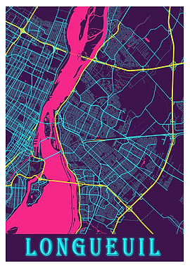 Longueuil Neon City Map