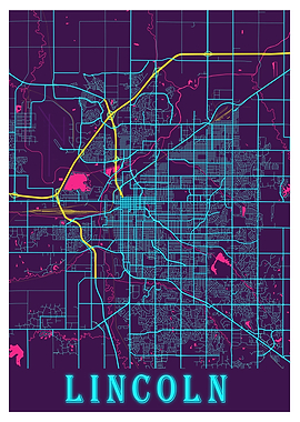 Lincoln Neon City Map