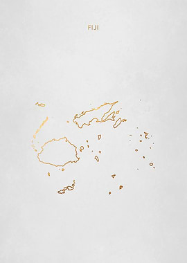 Gold Fiji Islands Map