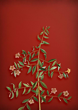 Goji Berry Branch on Red