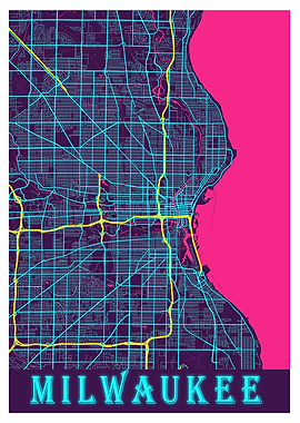 Milwaukee Neon City Map
