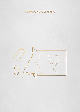 Gold Equatorial Guinea Map