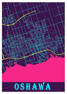 Oshawa Neon City Map