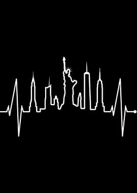 New York Skyline Heartbeat