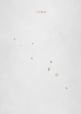 Gold Tuvalu Islands Map