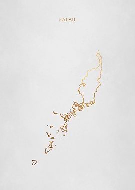 Gold Palau Islands Map