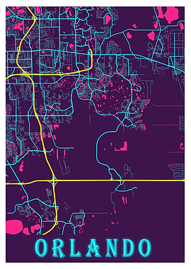 Orlando Neon City Map