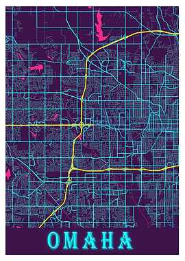 Omaha Neon City Map