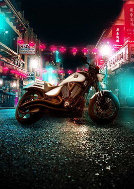 Bike In Street At Night