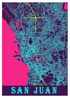 San Juan Neon City Map