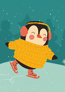 Cute Iceskating Penguin