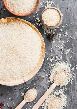 rice on gray background