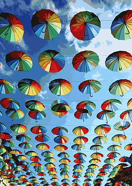 A pattern of street umbrel