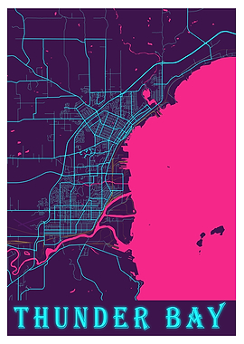 Thunder Bay Neon City Map