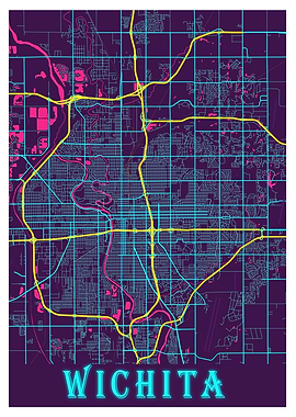 Wichita Neon City Map