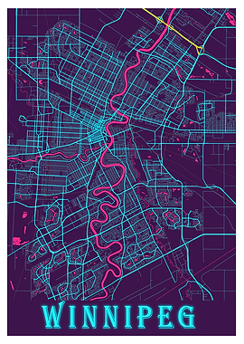 Winnipeg Neon City Map