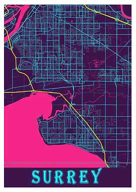 Surrey Neon City Map