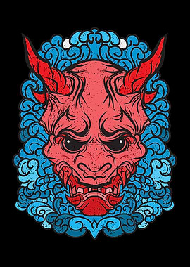 Oni Demon on blue waves