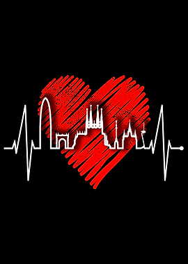 Barcelona Skyline Heart