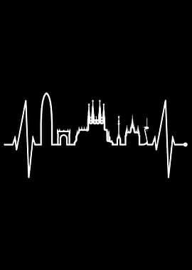 Barcelona Skyline Heart