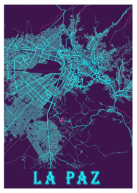 La Paz Neon City Map