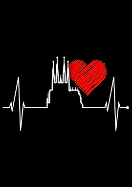Barcelona Skyline Heart