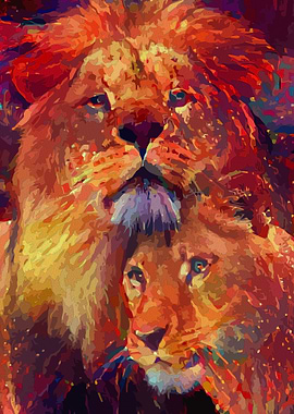 Lion with lioness