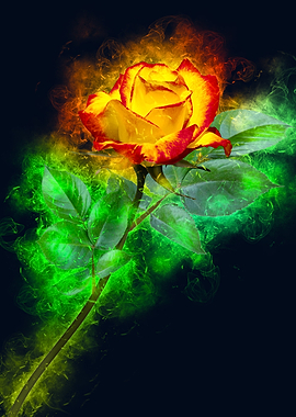 red yellow rose smoky