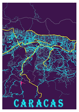 Caracas Neon City Map