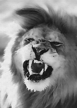 poster of a lion painting