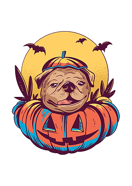 Halloween Pug in Pumpkin