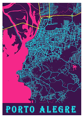 Porto Alegre Neon City Map
