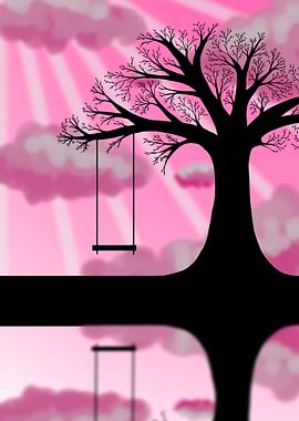 Swing to the pink sky