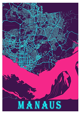 Manaus Neon City Map